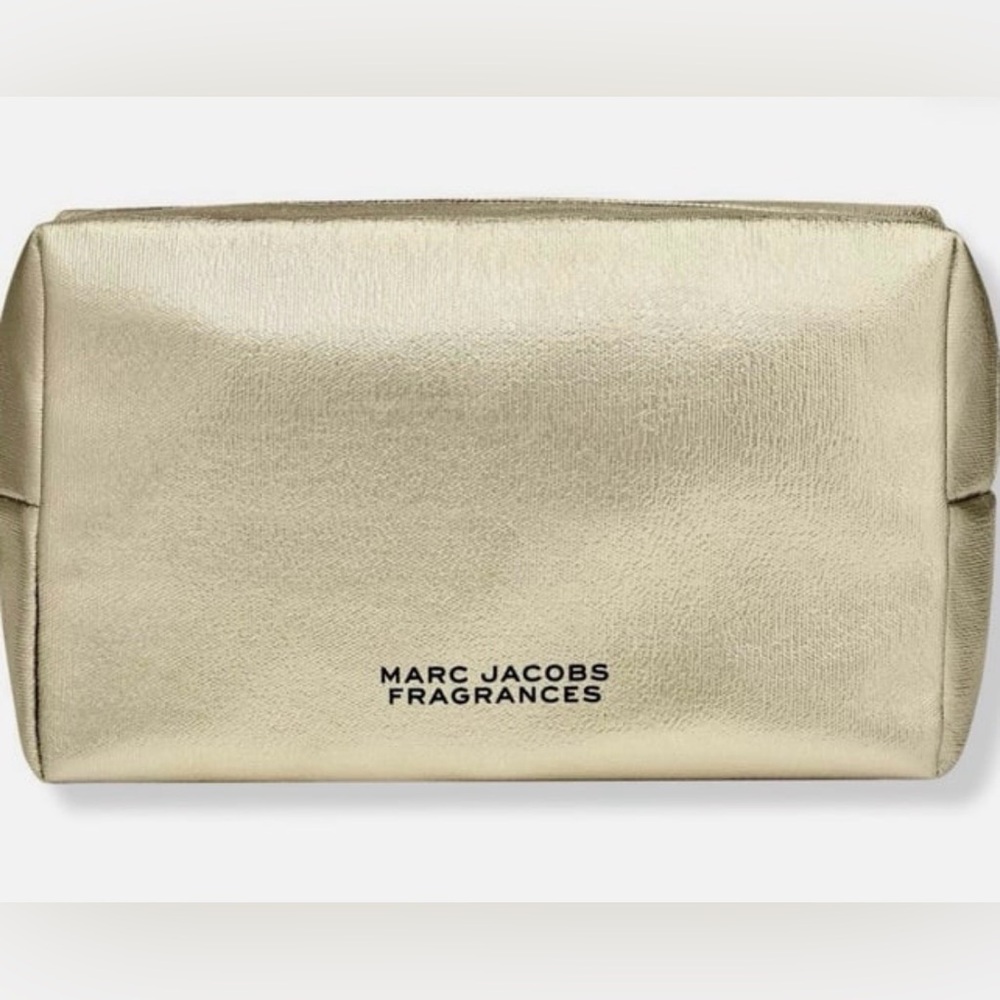 Marc Jacobs Fragrances Gold Metallic Makeup Cosmetic Toiletry Travel Bag Pouch